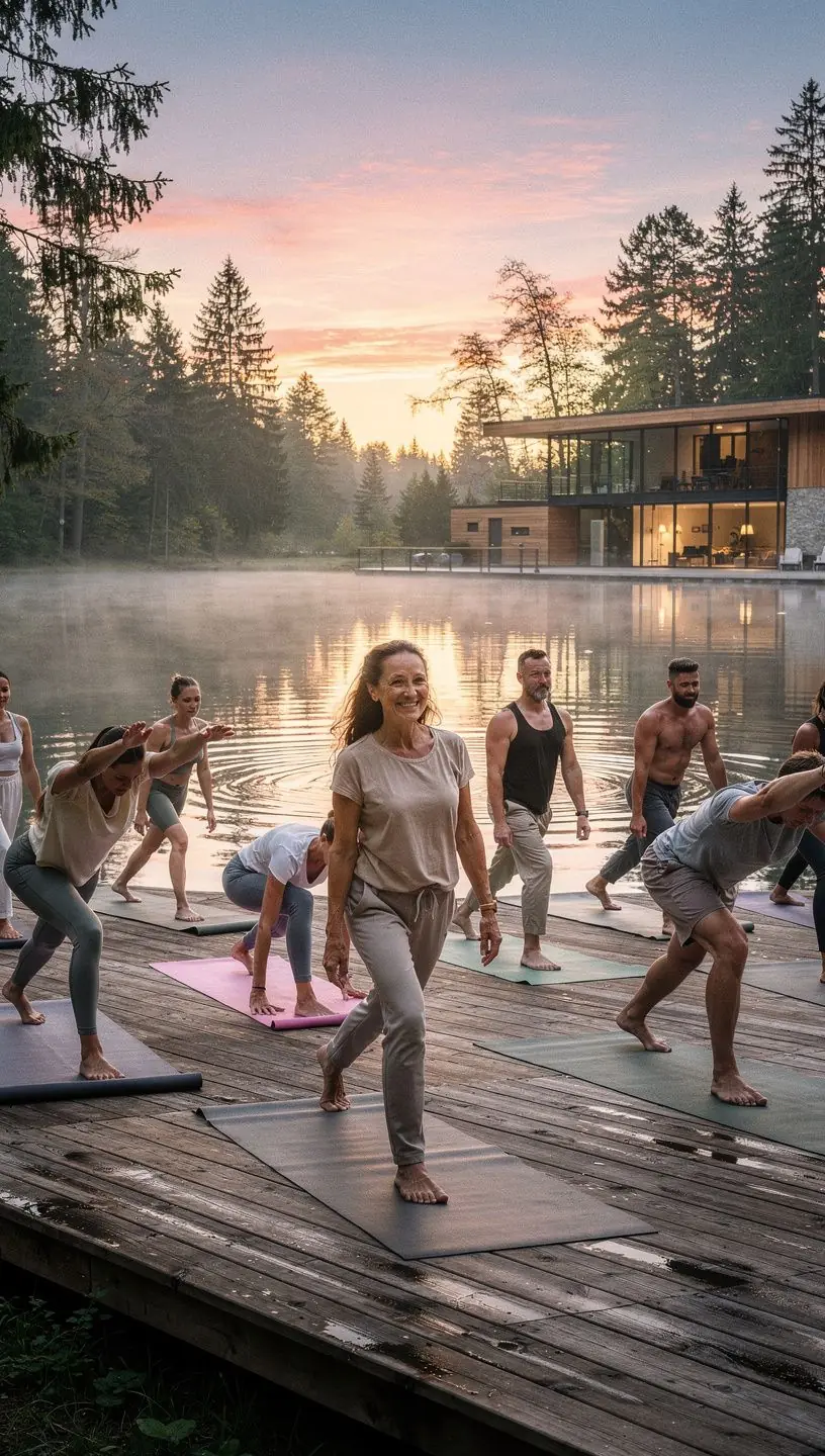 Professioneller Reiseplaner berät Gäste in einem modernen Gesundheitszentrum mit Fokus auf Wellness und Entspannung.